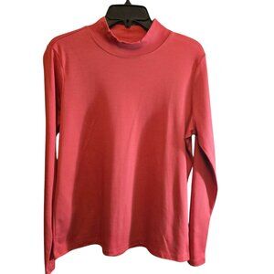 L.L.BEAN SALMON MOCK TURTLENECK MED 100% SUPIMA COTTON NWOT